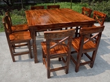 厂家直销 实木碳化防腐餐桌 家具桌椅阳台休闲庭院桌椅酒吧