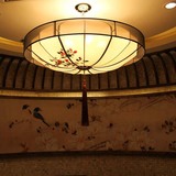 新中式古典国画手绘艺术外纱飞碟型吊灯客厅餐厅酒楼茶楼包间灯具