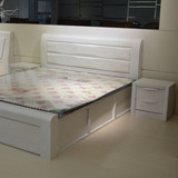榆木床白色全实木1.8米双人床开放漆实木家1.8米现代婚床
