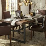 复古铁艺餐桌椅组合8人简约现代做旧实木长方形美式乡村餐厅桌子