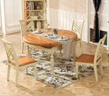 南京家具包邮地中海美式餐桌圆餐桌全实木可折叠收缩圆形餐台餐椅