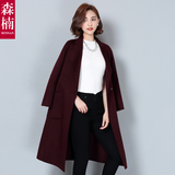 2016新款高端双面羊绒大衣中长款韩版修身显瘦长袖翻领毛呢外套女