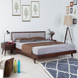 日式家具 全实木床1.8米橡木双人床 胡桃木1.5米软靠背单人床定制