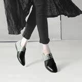 新款日系拼色真皮鞋秋季女鞋系带小皮鞋休闲平底平跟女式单鞋夏女