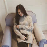 2016秋冬季新款韩版长袖中长款毛衣外套宽松套头加厚打底针织衫女