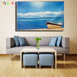 海边风景画抽象帆船手绘油画简约客厅配画家居装饰画沙发背景配画