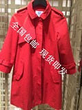 JZ/玖姿专柜正品代购2016秋款新品气质中长款红色风衣JWWQ40511