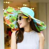 防晒帽子女夏天出游渡假可折叠沙滩帽大檐遮阳户外防紫外线太阳帽