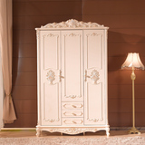 法式三门四门欧式整体衣柜法式白色烤漆实木宜家雕花烤漆衣柜特价