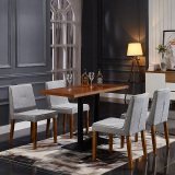 简约现代实木椅 北欧靠背布艺可拆洗餐椅 家用餐厅水曲柳整装椅子