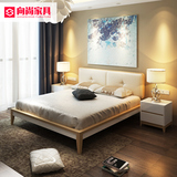 板式床现代简约简欧床1.8米双人床大床成人主卧室床北欧风格家具