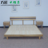 日式简约环保水性漆实木家具进口黑胡桃白橡木单双人儿童床1.51.8