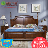 纯全实木床美式床1.8米1.5米欧式白色双人床简约乡村卧室家具婚床