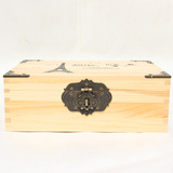 长方形木盒子实木收纳盒桌面证件储物盒带锁复古小箱子木箱子包邮