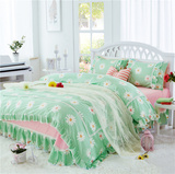 床罩床裙粉色床单四件套纯棉公主风韩式席梦思1.8m床套双人1.5m米