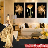 热销现代客厅无框画沙发背景墙壁画装饰画抽象三联挂画艺术画花瓶