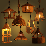 复古美式乡村loft铁艺吊灯创意工业风餐厅咖啡厅酒吧麻绳装饰灯具