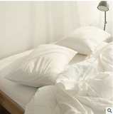 日式纯色水洗棉四件套简约良品白色被套床上用品床笠床单全棉床品