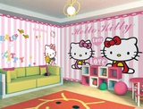 hello kitty猫儿童房卡通卧室墙纸 无纺布背景墙壁纸女孩主题壁画