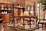 欧式实木雕花餐台 餐桌椅组合 美式实木餐台椅 高端定制家具