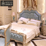 欧式真皮床 实木雕花1.8米公主床 美式奢华香槟金婚床 卧室双人床