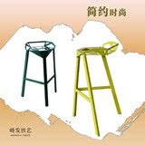 欧式铁艺变形金刚创意酒吧台椅子几何拼接时尚个性休闲三脚高脚凳