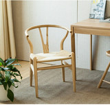 美式休闲椅现代简约全实木Y椅北欧创意餐椅客厅家用椅咖啡厅椅子