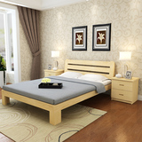简约现代成人双人床1.8米中式单人木板床1.2米松木床实木床1.5米