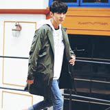 韩版时尚潮牌青少年iFashion东大门工装风薄款中长款风衣外套 男