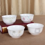 10个送筷4.5英寸中式家用米饭碗微波炉适用 陶瓷面碗碟餐具金钟碗
