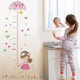 儿童房间装饰壁墙贴画女孩卧室幼儿园可移除卡通量身高贴纸墙贴