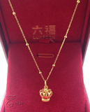 926香港代购六福珠宝专柜18K金750黄金珠珠项链十字圆珠项链无坠