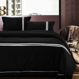 床品套件纯棉纯色双拼AB全棉四件套春酒店黑白床上用品 可定制