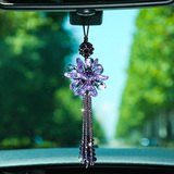 海逸世家 紫色水晶球流苏款高档汽车挂件 女士车内饰品挂件汽车