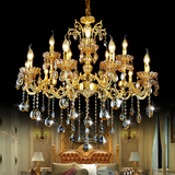 欧式锌合金水晶吊灯客厅卧室大堂楼梯金色奢华金色蜡烛LED吊灯