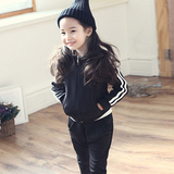 韩国童装2016春秋童套装时尚女童运动套装韩版儿童纯色休闲两件套