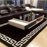简约现代时尚欧美黑色回纹地毯客厅茶几沙发卧室满铺床边定制