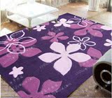 简约田园绿色小清新地毯客厅茶几 卧室床边满铺紫色手工地毯定制