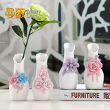 陶瓷小花瓶日式简约现代装饰工艺品白色创意摆件客厅玄关花插包邮