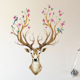 个性文艺手绘梅花鹿头墙壁上贴画卧室客厅玄关学校寝室逼格墙贴纸