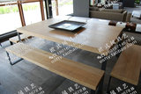 美式复古铁艺实木餐桌椅组合简约饭桌办工桌会议桌户外茶几长凳