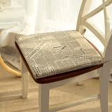 外贸欧式餐椅垫座垫凳子垫海绵垫棉麻 怀旧日式英文字母报纸坐垫