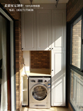 上海阳台洗衣柜定制 整体滚筒洗衣机伴侣大理石台面切角定做