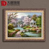 欧式风景油画客厅玄关纯手绘托马斯花园景油画框幸福家园系列N46