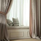现代简约卡其色窗帘定制 客厅卧室定做成品窗帘 天然环保美式乡村