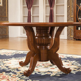 美式新款直销整装乡村实木圆餐桌餐椅雕花新古典欧式复古家具2128