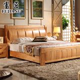 实木床双人床现代中式1.5米1.8米气动储物高箱床橡木床卧室家具