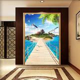 3D地中海玄关壁画浪漫岛屿客厅走廊过道背景墙纸无缝整张背胶壁纸