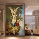 欧式唯美人物天使油画玄关背景墙壁画 客厅电视沙发竖版墙纸 壁纸