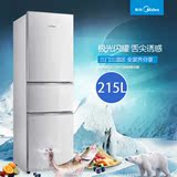 Midea/美的 BCD-215TQMB 极光银家用215升电冰箱三门节能冷藏冷冻